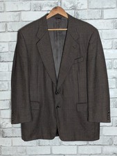 Canali Milano Men's Houndstooth Pattern Brown Blue 100% Pure New Wool Blazer 44R
