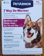 7 Way De-Wormer for Dogs, Oral Treatment for Tapeworm, Roundworm & Hookworms NEW
