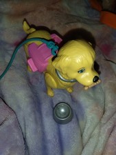 Mattel Barbie Dog With Leash And Dog Bowl And Bone Mechanical Walks