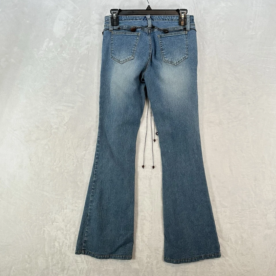 Jeans OTB One Tuff Babe Juniors 7/8 Y2K Acampanado Denim Cinturón con Cuentas Tiro Bajo Años 90 Foto 3 de 4