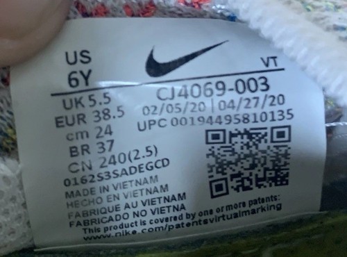 Nike Air VaporMax 2020 Pure Platinum Multicolour Trainers Size 5.5 UK CJ4069-003 - Picture 7 of 7