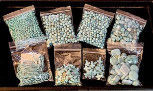 Turquoise Stone Beads Assorted Blue Loose Round, Cross, Barrel & More Shapes