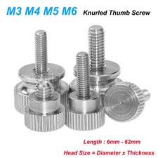 Knurled Thumb Screw Tighten Grip Knob Stainless Steel Adjustment Bolt M3 M4 M5