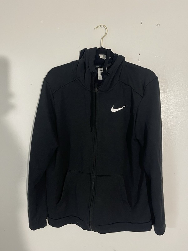 Nike Men's Black Full Zip Hooded Hoodie w/ Pockets, Swoosh Logo
