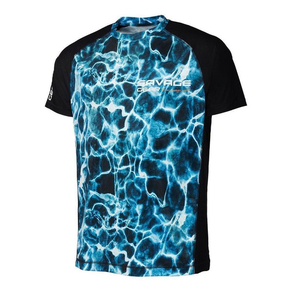 Savage Gear Marine Uv T-Shirt Gr. S Sea Blue Uv-Shirt Angelshirt-image