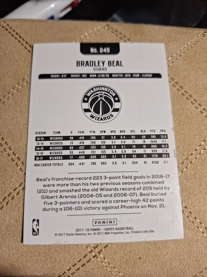 2017-18 Panini NBA Hoops - Bradley Beal #245 - Image 4 of 4