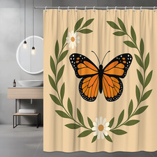 Butterfly Shower Curtain with Floral Design - Perfect for Kids Room