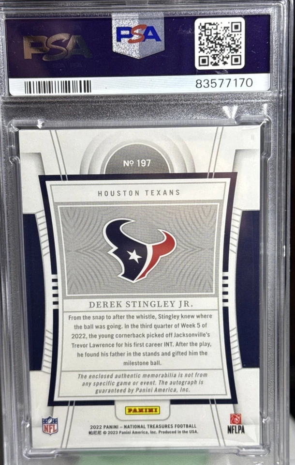 2022 National Treasures Derek Stingley Jr Rookie TriColor Patch Auto /99 NICE 🍇 - Image 2 of 3