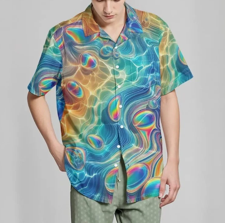 Pool Water Psychedelic Hawaiian Shirt Pocket Short Sleeve