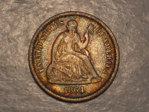 1864 S Seated Liberty Half Dime (Fine, Rare, & Attractive)
