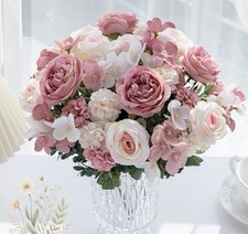 8 Pack Artificial Peony Hydrangea Flowers Bouquet for Centerpiece Wedding Party