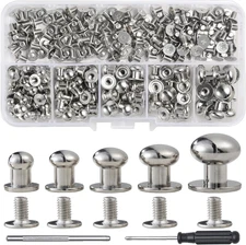 120 Assorted Round Head Button Studs for Leather Craft and Repair