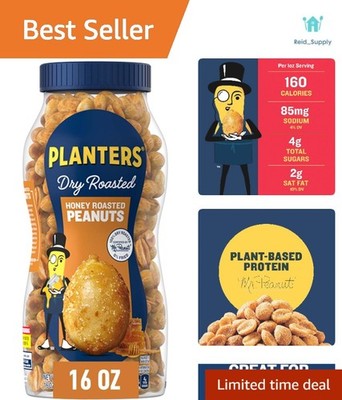Delicious Honey Roasted Peanuts - 16oz Resealable Jar for Sweet Crunchy Snacking