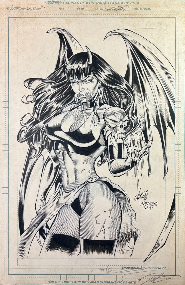 Purgatori Pin Up 11x17 Commission by AL RIO from 1998 ORIGINAL ART Comic Art