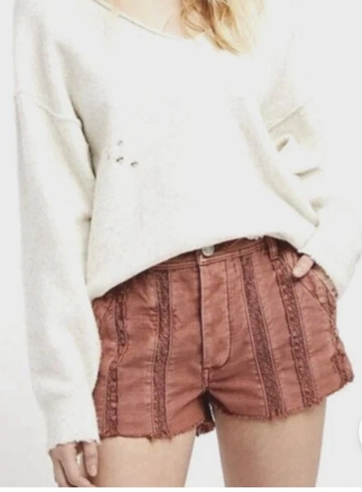 Free People Great Expectations Lace Panel Rust Boho Festival Shorts Womens 4
Opens in a new window o