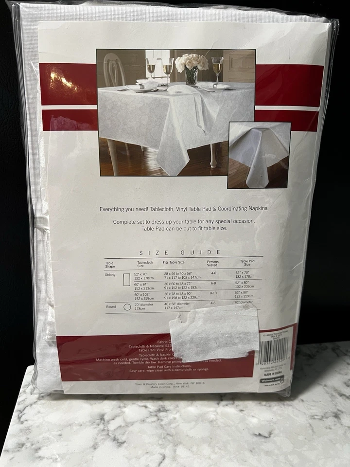 Town & Country Everything Table Set White Floral 60"x102" Oblong - Image 4 of 4