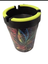Portable Car Travel Cigarette Cylinder Double Cannabis Leaf Ashtray Holder Cup