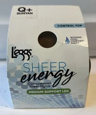 L’eggs Sheer Energy Control Top Pantyhose Size Q+ Suntan NIP