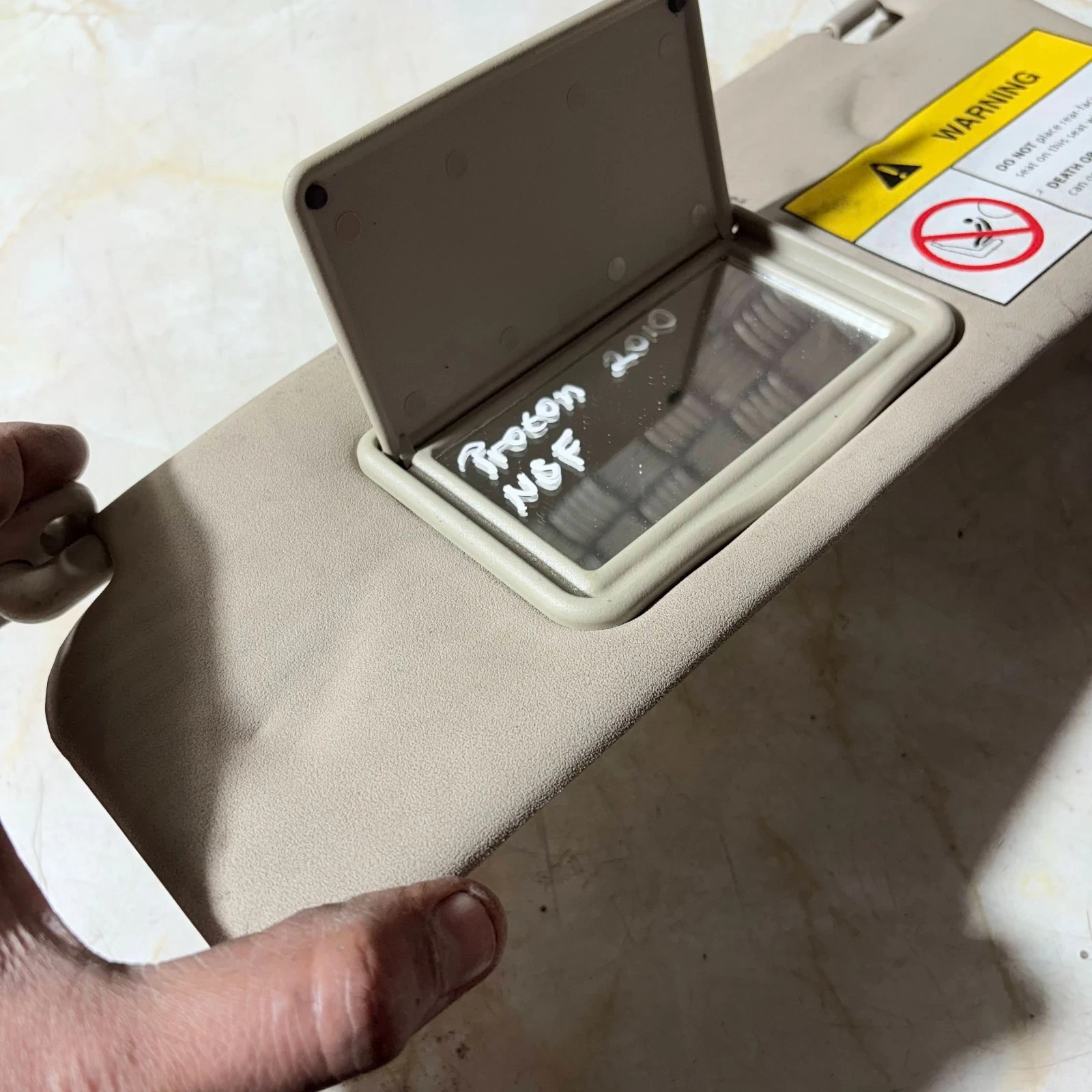 Proton Gen-2 passenger sun visor vanity mirror open