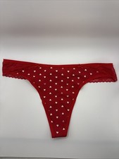 NWT BODY BY VICTORIA'S SECRET L RED HEART POLKA DOT SMOOTH RARE THONG PANTIES