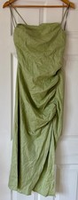 Zara Maxi Dress Green Linen Size M UK10/12 - NEW