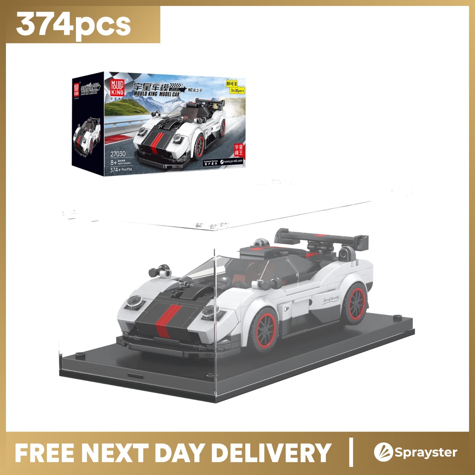 MOULD KING 27030 Model Sports Car Model + Display Case 374 PCS