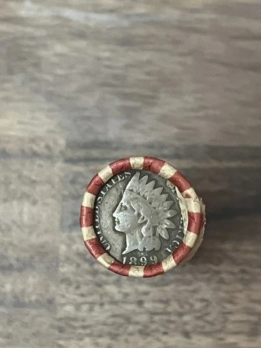 Wheat Cent Roll 50 Coins Mixed 1909 to 1958 Unsearched with Indian Head End