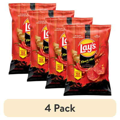 4 pack, Lay's Potato Chips Flamin' Hot Flavored, 7.75 oz. Bag...