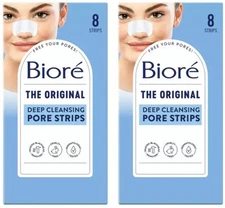 2 PACK Bioré Original, Deep Cleansing Pore Strips, Blackhead Removal, 16 count
