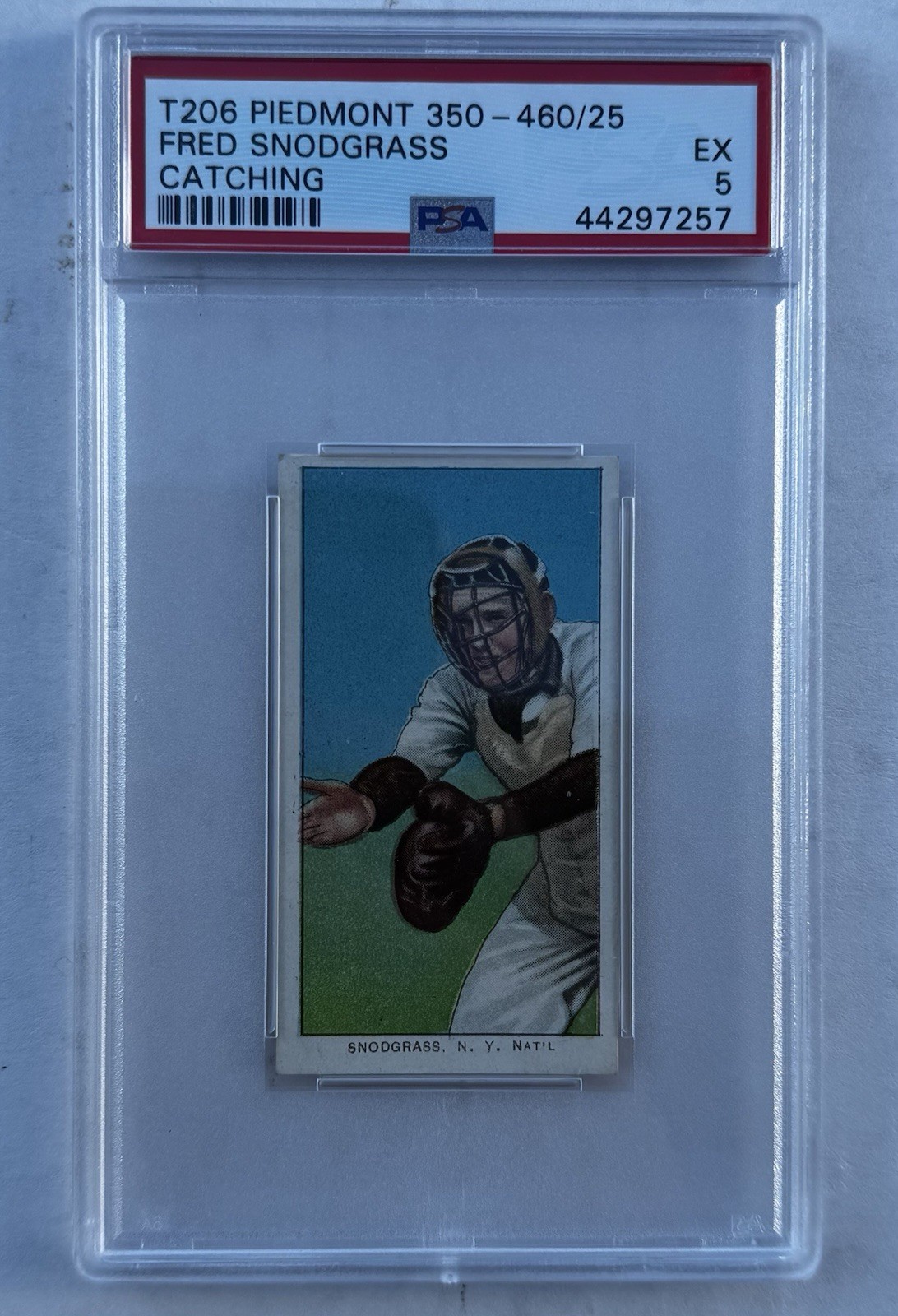 Fred Snodgrass T206 Piedmont 350-460 Catching PSA 5 Excellent Great Color