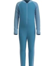 Coolibar Barracuda Sun Protective Swimsuit Youth L UPF 50 Blue Full Body