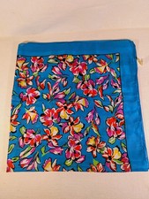 Berkshire VTG Floral Scarf Blue, Multi Color Vibrant.Italy 30" Sq