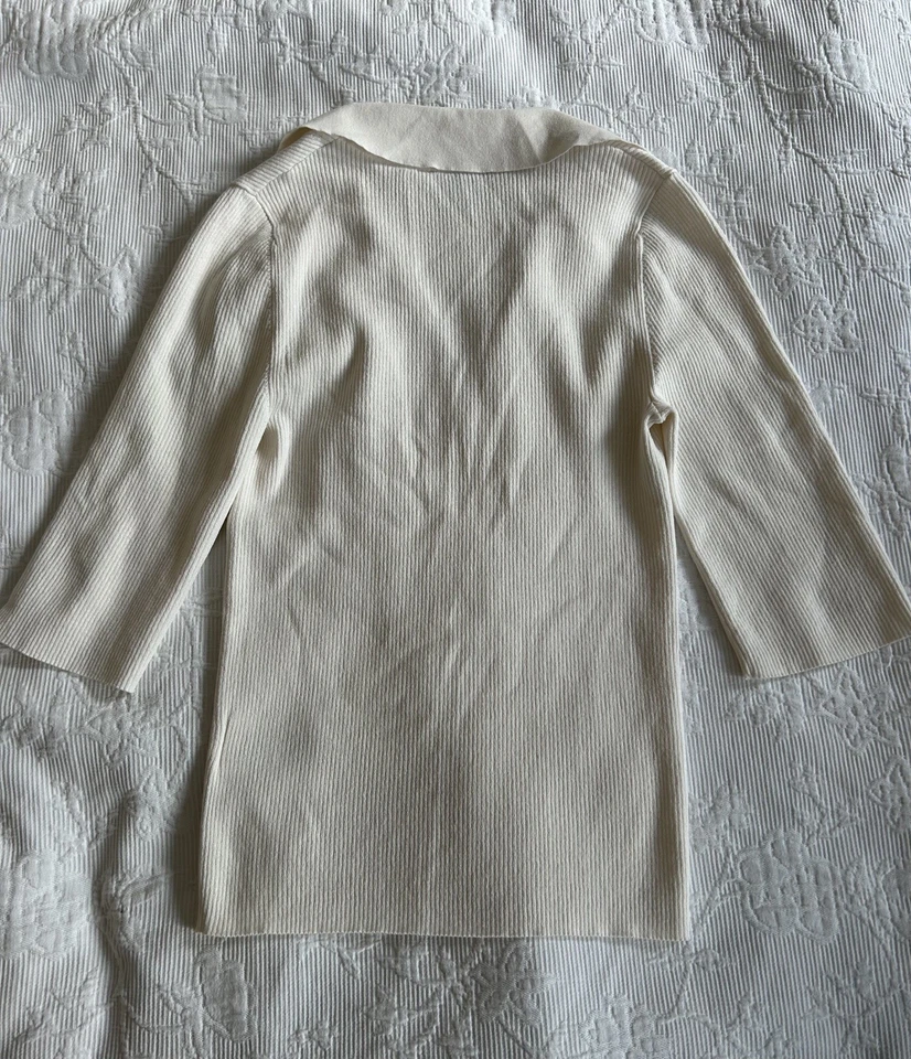 And Other Stories Los Angeles Atelier Collared Short 3/4 Sleeved Top S Ribbed - Image 3 of 4