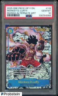 2025 One Piece OP11 EN Manga Alternate Art #118 Monkey D. Luffy PSA 10 GEM MINT