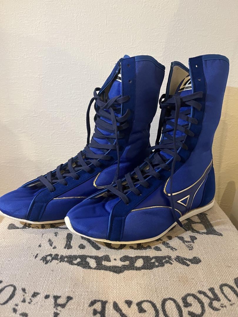 Mizuno ボクシングシューズ ブルー ハイカット 26㎝ MIZUNO Boxing shoes (long type) Blue Gold 28.5cm (US 11.5