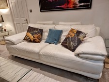 Beautiful Italian style real leather 3+2 seater sofas for sale., White/Ivory