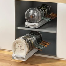 Pots and Pans Organizer Under Cabinet with Drain Board, Pull-out Expandable P...