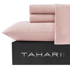 Tahari Home - Sheets, 4-Piece Sheet Set with Matching Pillowcases, Soft Lig...