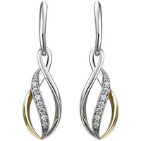 "Jobo \"52701\" OhrhäNger 925 Sterling Silber Bicolor Vergoldet 14 Zirkonia Ohrrin"