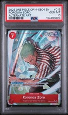 2026 ONE PIECE OP14-EB04 #015 RORONOA ZORO ALTERNATE ART PSA 10 (Q829