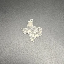 Vintage Sterling Silver 925 Texas Charm State Shaped Map Austin/San Antonio 1.5g