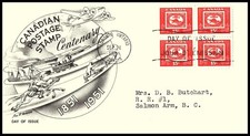 Canada FDC - 1951 - Three Penny Beaver Stamp of 1851, Scott# 314, Mercer Block