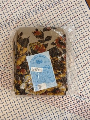 NWT Deadstock 70s Dolly Madison Fashion Throw 70x140 BOUQUET Floral Brown NOS