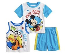 Disney Mickey and Goofy Cool  Silly 3-Piece Pajama Shorts Set, Size 4T