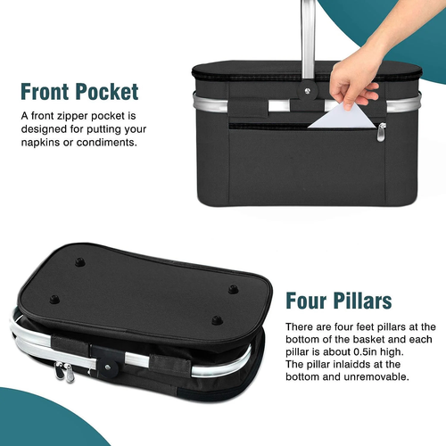 Insulated Cooler Bag Picnic Basket,Leakproof Collapsible Portable Cooler, Premiu - Picture 5 of 12
