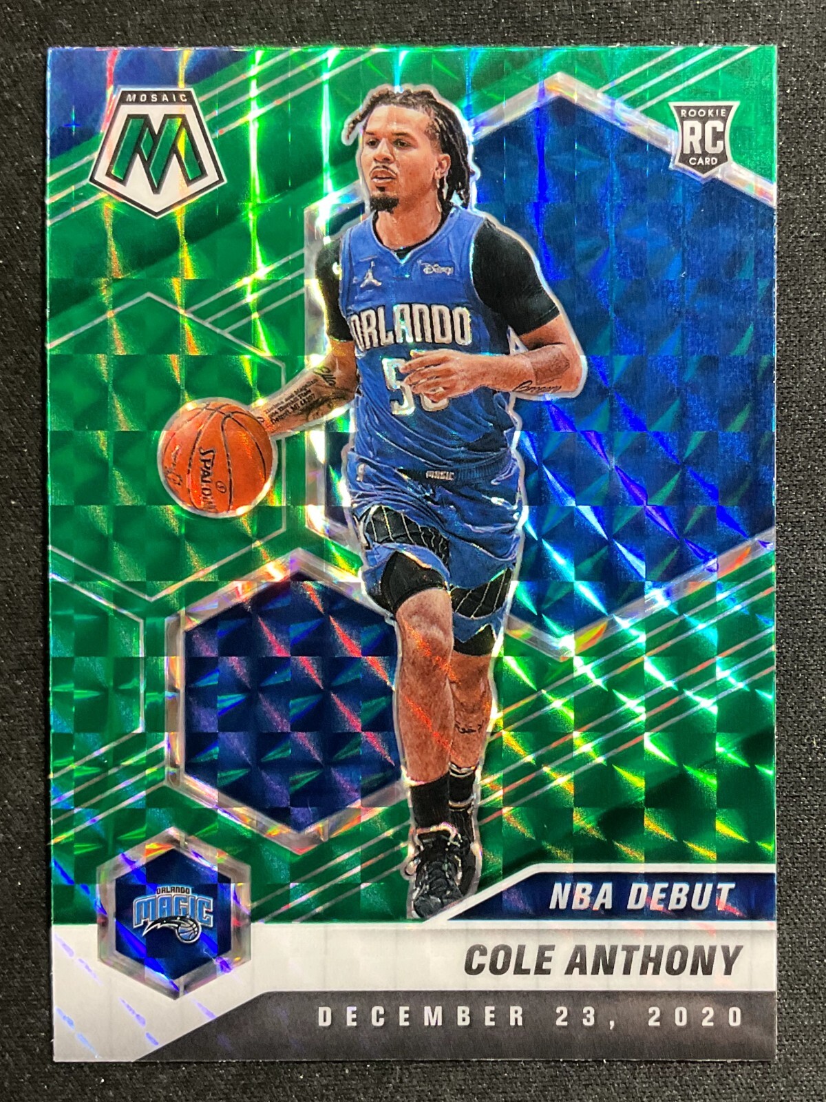 2020-21 Mosaic Cole Anthony Rookie GREEN Prizm #268 Orlando Magic NBA Debut