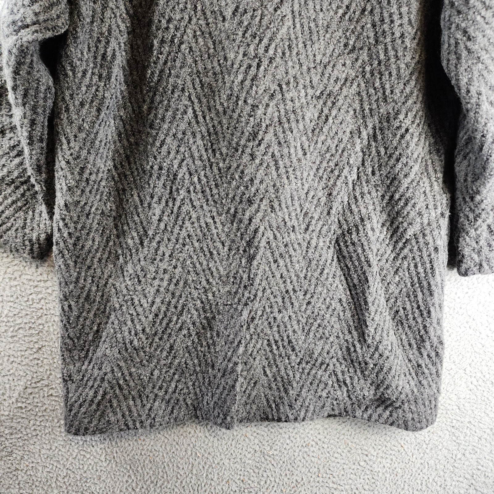 Eileen Fisher Herringbone Alpaca Wool Cocoon Coat Women's S/M Ash Shawl