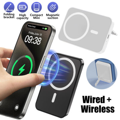Magnetic Battery 20000mAh Wireless Power Bank w/ Stand for iPhone 16/15/14/13/12