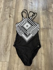 Geometric PilyQ Swimwear Geometric Diamond Embroidered High Neck One Piece