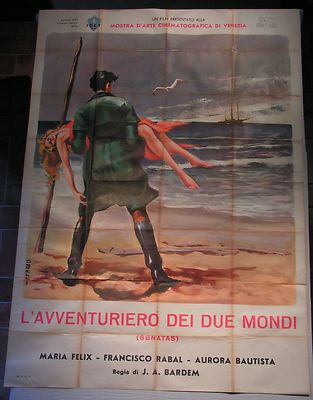Manifesto L'AVVENTURIERO DEI DUE MONDI 1959 RARO!!! MARIA FELIX, F.RABAL 4F